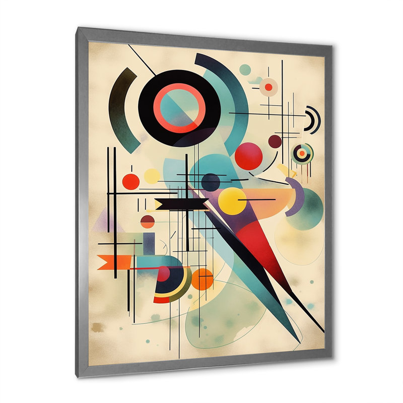 Chef-d'œuvre géométrique sur toile, H 32 po x l 24 po x P 1 po, Cadre photo argenté