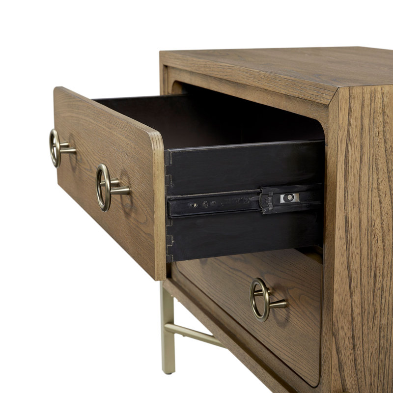 Jaywon Aurora 2-Drawer Nightstand with USB, Latte