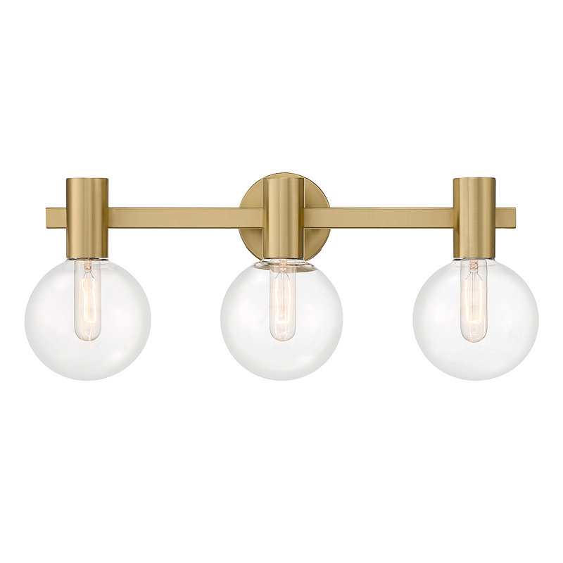  Éclairage pour meuble-lavabo de salle de bain 3 lumières Wright en laiton chaud, Or