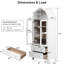 Armoire de rangement de 180 cm de haut au design arqué, couleur bicolore et glissières métalliques fluides pour un rangement silencieux et efficace. Portes vitrées supérieures modernes, pentures incluses. Solution d'aménagement intérieur sécuritaire et esthétique.