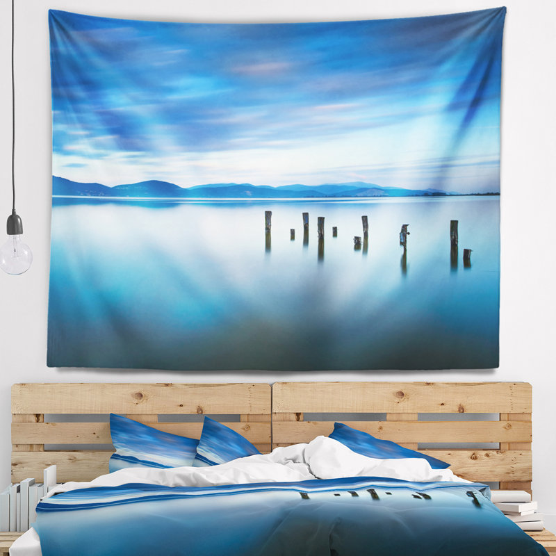 Tapisserie bleu ciel en mer bleu seascape, H 32 po x l 39 po