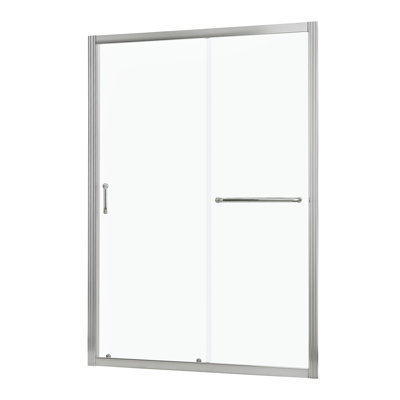 48" W X 72"H Semi-Frameless Shower Door Single Sliding Shower Enclosure, Brushed Nickel