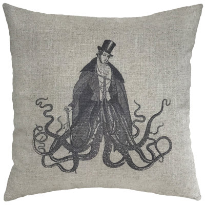 Octopus Man Linen Throw Pillow
