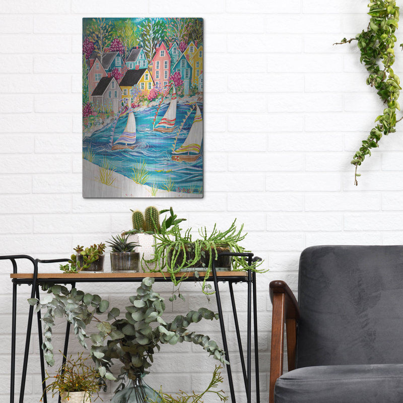 «Coastal Village» par Estelle Grengs, H 16 po x l 12 po