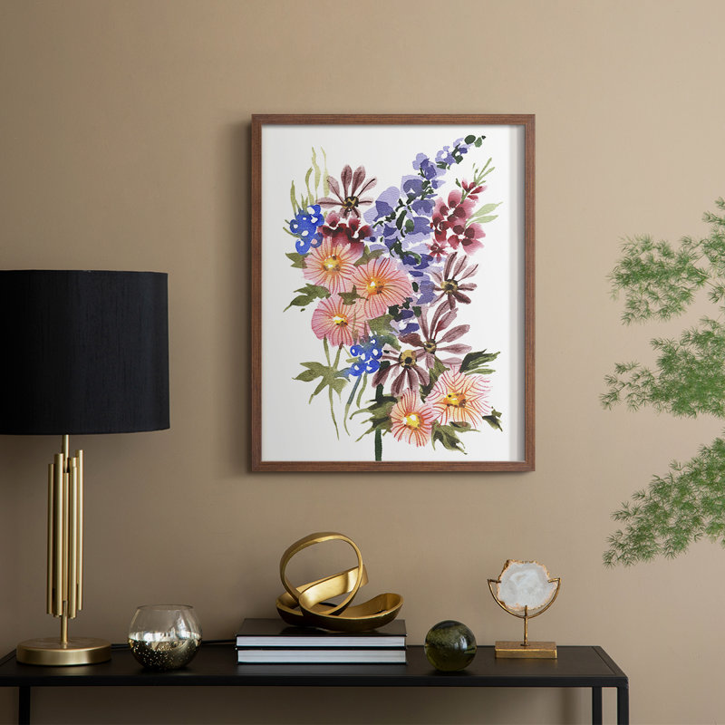 «Garden Bouquets III», reproduction encadrée - bois massif, H 11 po x l 9 po, Noyer