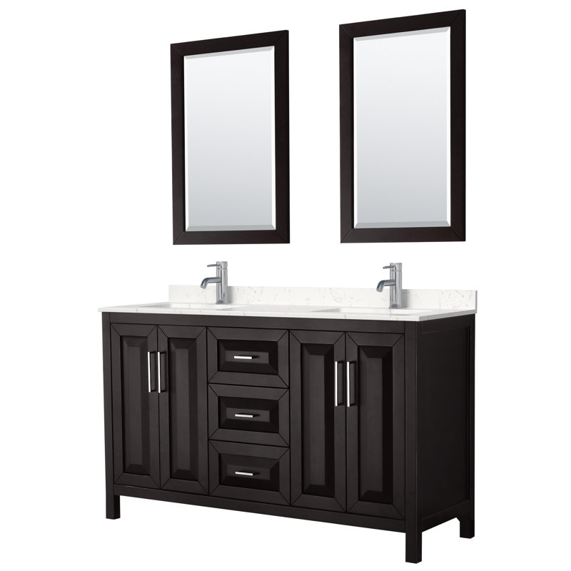 Daria 60'' W Double Vanity, Carrara Cultured Marble, Dark Espresso, Polished Chrome