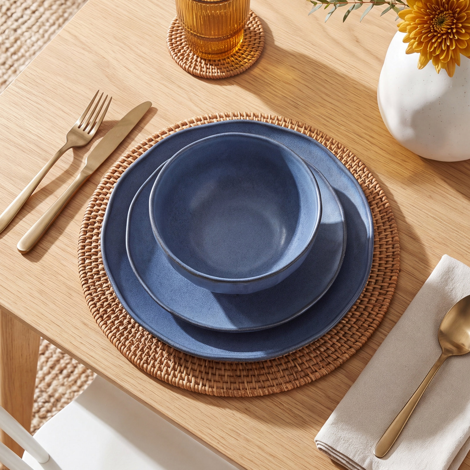 Stone Lain Rio 12-Piece Dinnerware Set Stoneware, Blue