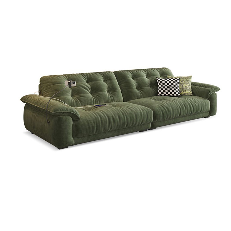 Canapé modulaire en chenille vert avec ports de chargement USB intégrés, 4, Vert, H 35,83 po x l 122,05 po x P 40,55 po