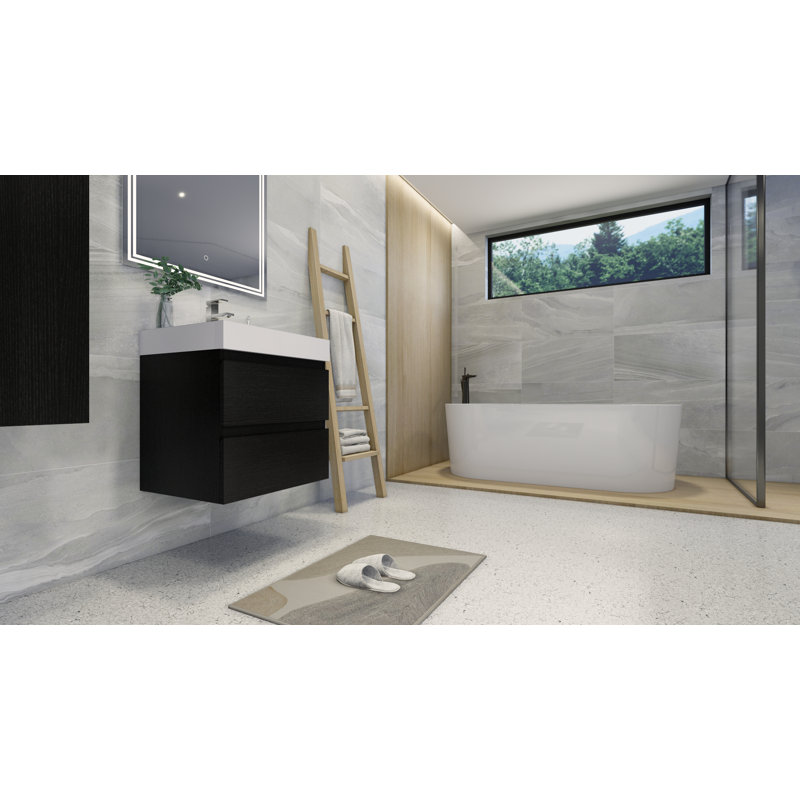 Ensemble de meuble-lavabo mural pour salle de bain 24" Leni, Noir