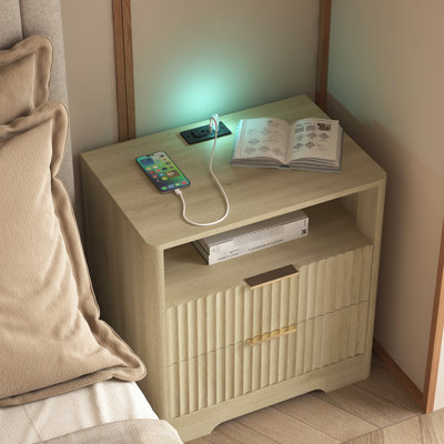 Table de chevet avec station de charge et table de chevet réglable, espace de rangement pour table de chevet, construction, 22,7 po de profondeur, 40,9 lb, décoration intérieure