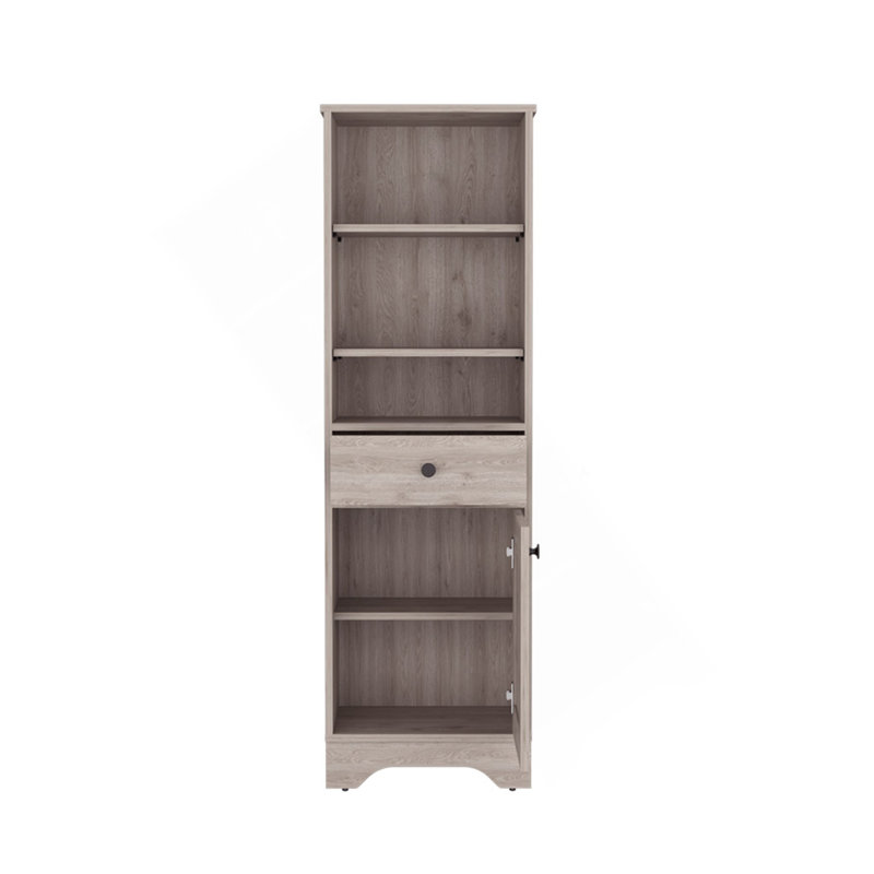 Linen Cabinet Burnedt, One Drawer, One Cabinet, Multiple Shelves, Light Gray Finish, Light Gray