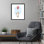 «Little Bunny and Balloon» par Circle Kids, reproduction d'art encadrée en bois