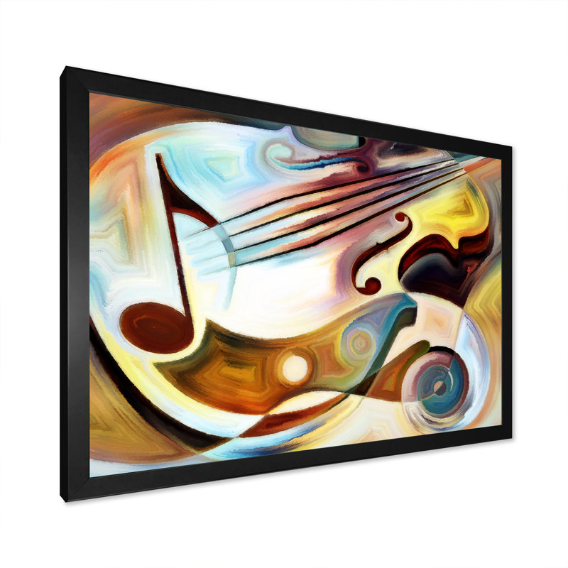 «Colorful Abstract Guitar V», reproduction d'art sur toile, Cadre noir, H 16 po x l 32 po x P 1 po