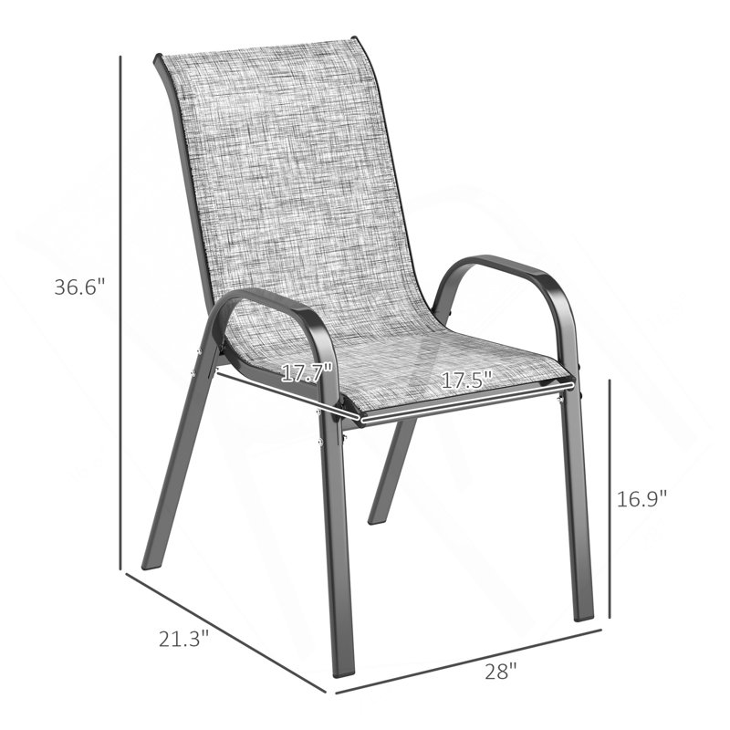 Ensemble de 4 chaises de salle à manger empilables, Gris