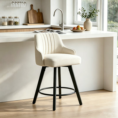 Tabouret de bar pivotant à hauteur de comptoir 360 ° avec pieds en bois (ensemble de 2)