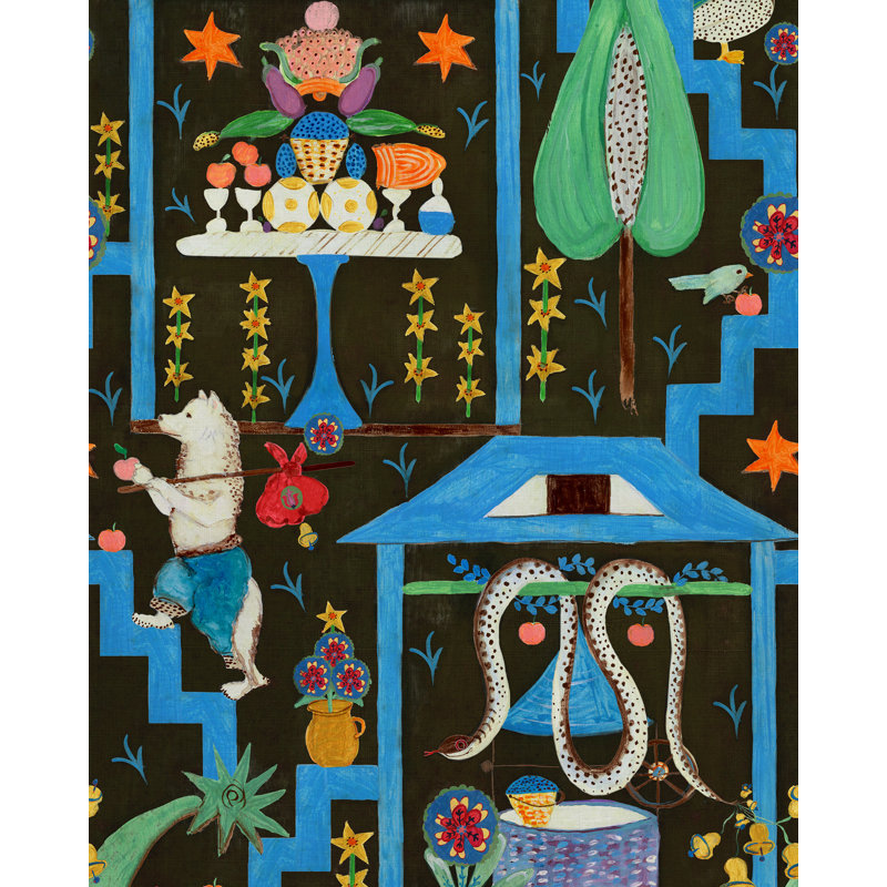 WONDERLAND Taupe Wallpaper, Blue/Green/Taupe