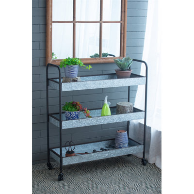35X12.5X40" Homestead Galvanized Shelf Display 3-Tier