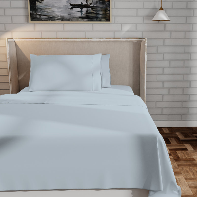 Kal 100% Cotton Sheet Set, Light Blue, King