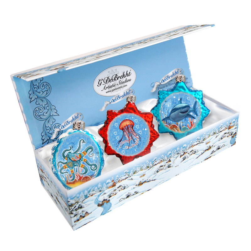 3'' Handmade Glass Holiday Shaped Ornament