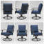 Ensemble de foyer d'extérieur 7 pièces avec table à gaz en aluminium de 48 po (40 000 BTU) et 6 chaises pivotantes à haut dossier-750799889