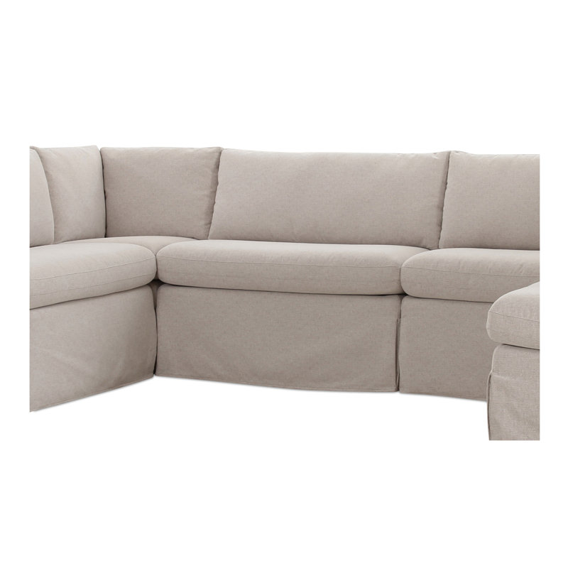 Fable Slipcover Dining Banquette U-Shape Beige 121In, U-Shape, 31.75" H x 121" W x 67.5" D