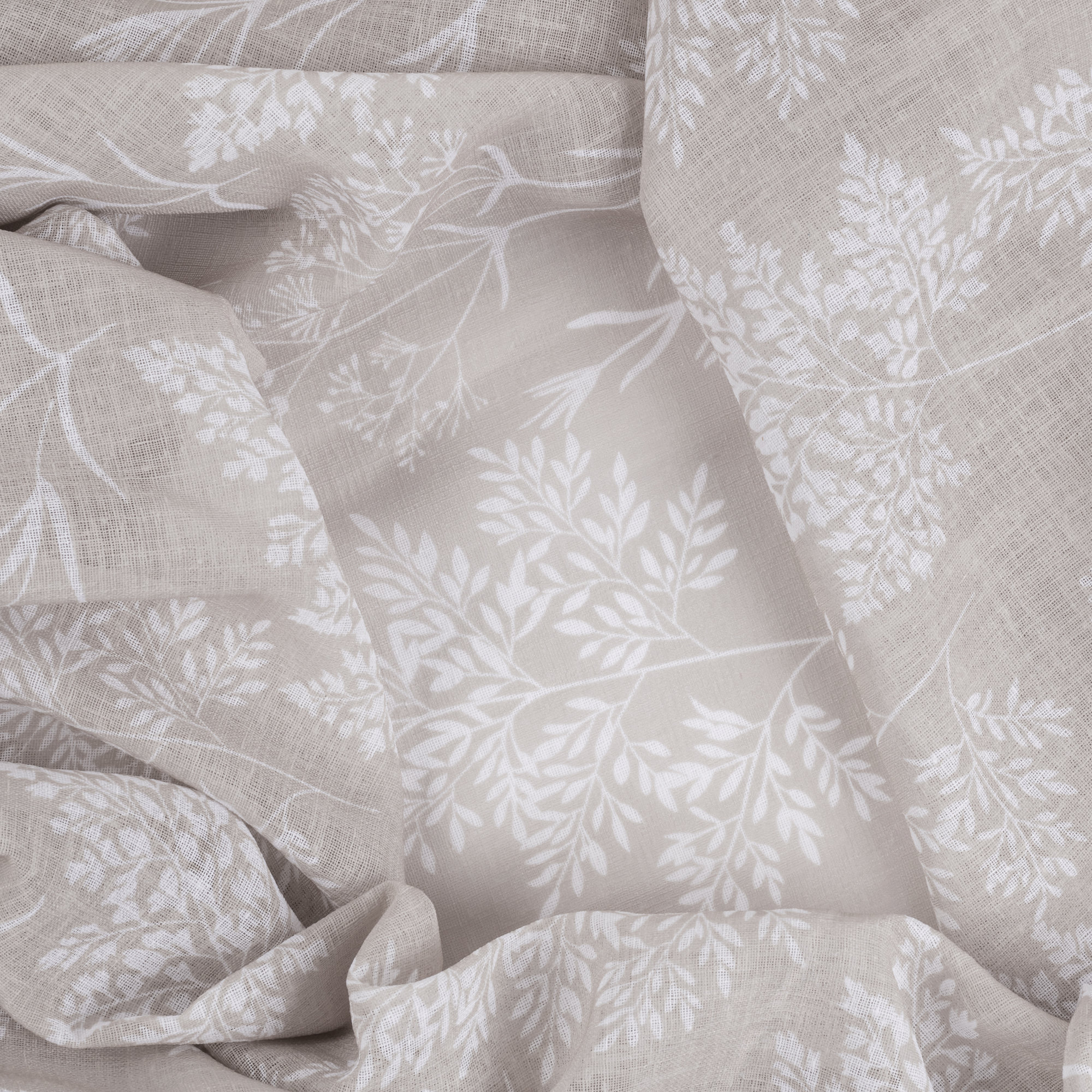 Alston Semi-Sheer Floral Wildflower Pinch Pleat Double Wide Patio Panel with Back-tabs, Linen 