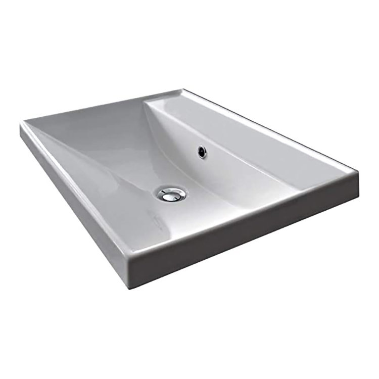 Scarabeo By Nameeks ML 15.7'' Glossy White Vitreous China Rectangular Drop-in, Wall Mount Bathroom Sink with Overflow