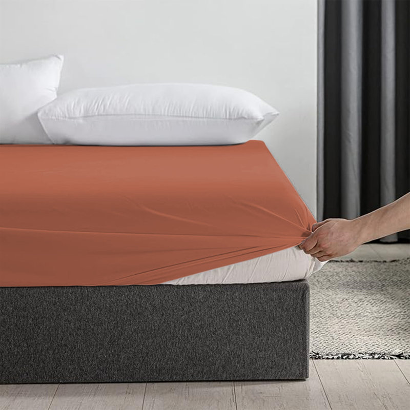 Merituuli 200 TC Microfiber 25cm Deep Fitted Sheets, Super King (6'), Rust
