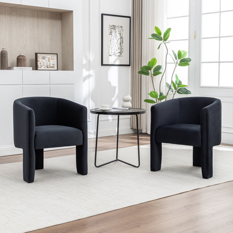 29.13'' H Velvet Curved Dining Chair, Black