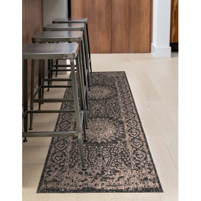 Contemporary Hintz Runner Rug Black Color