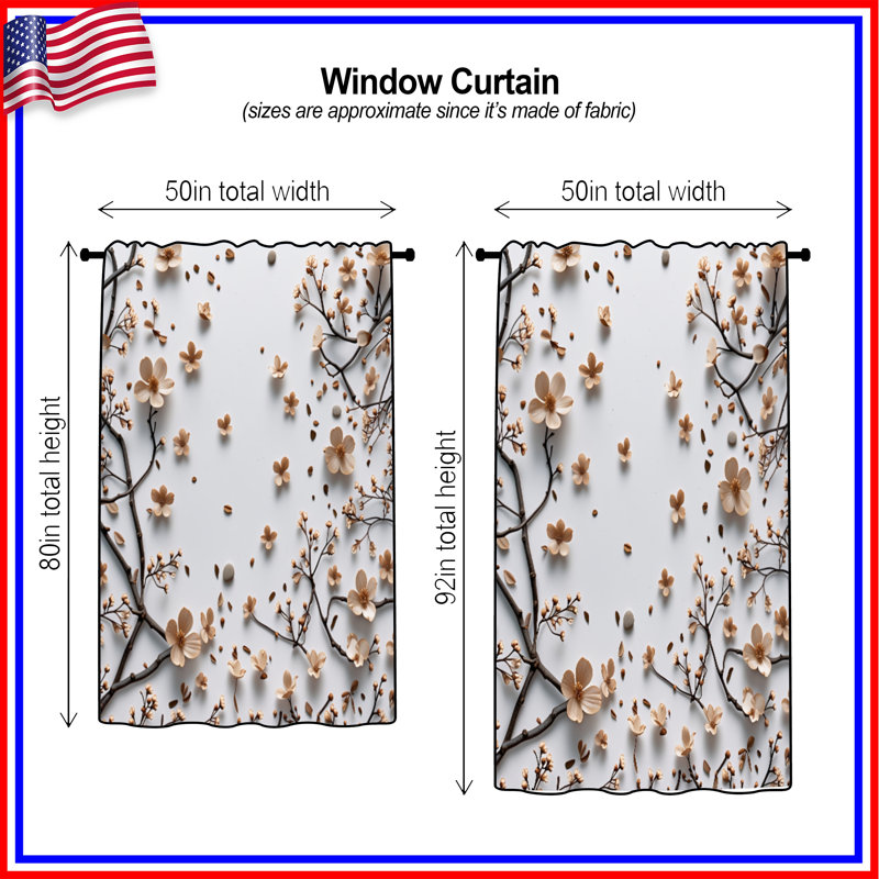 Rideaux Cherry Blossom, 50" x 80" - 1 Panel, Blockout