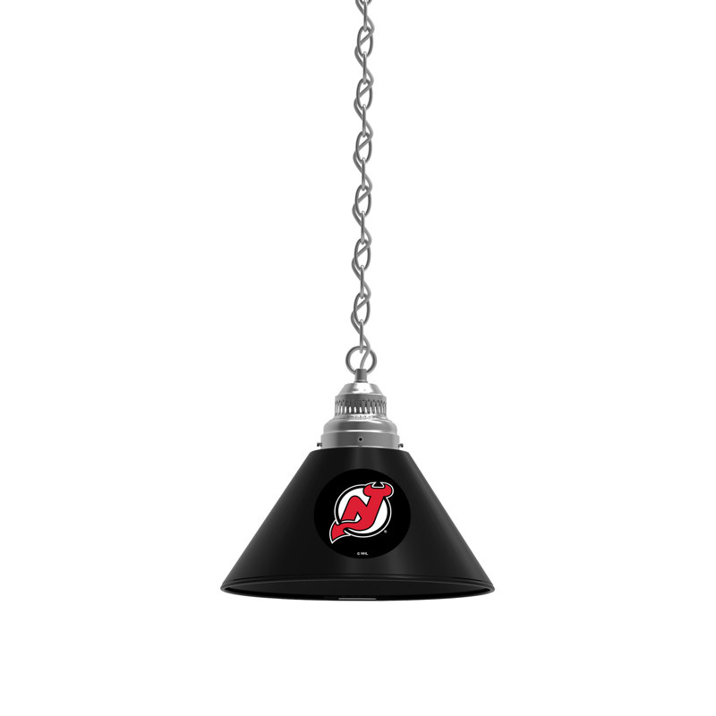 Luminaire suspendu conique 1 lumière NHL, Chrome, New Jersey Devils