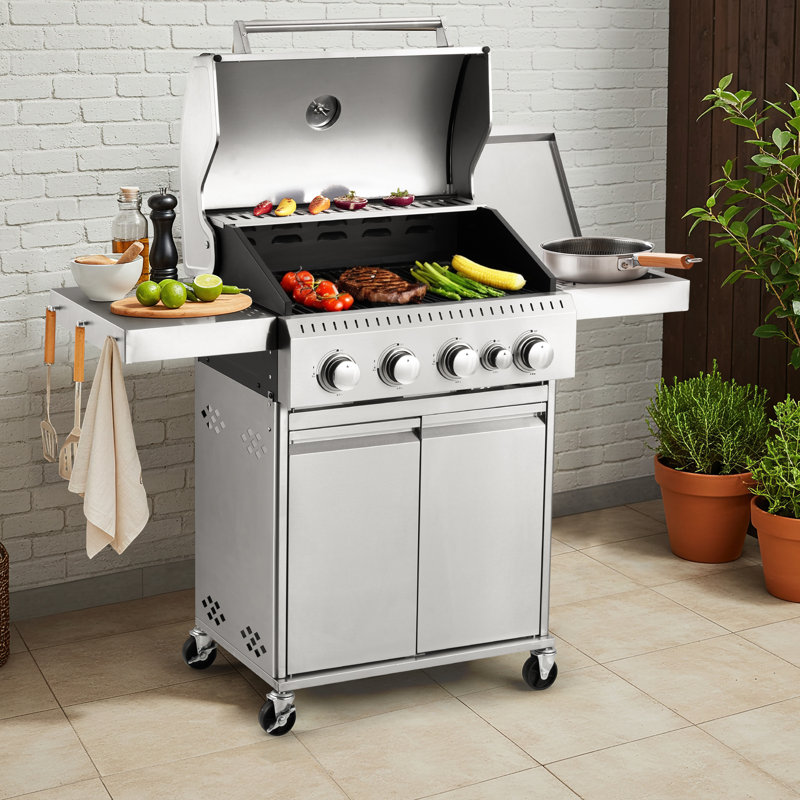 4-burner Propane Gas Grill With Side Burner