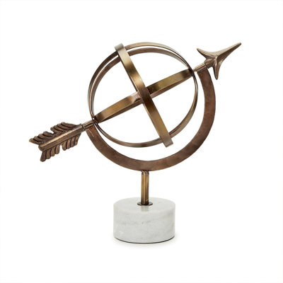 Handcrafted Armillary Sphere Decor on Marble Base