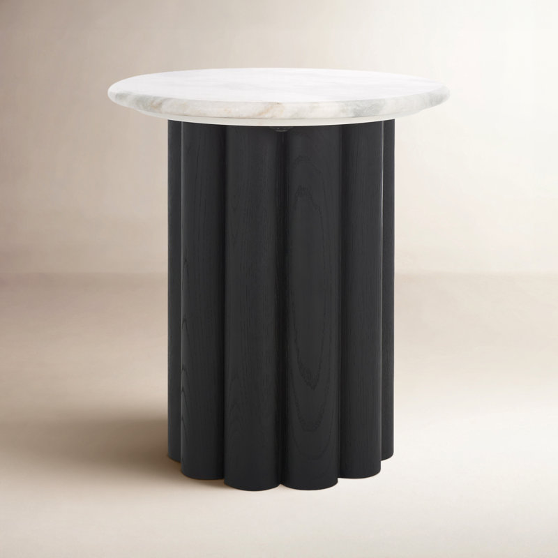 Table d'appoint Elsine, Blanc/Noir