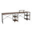 Bureau industriel en L avec tablettes de rangement, noyer