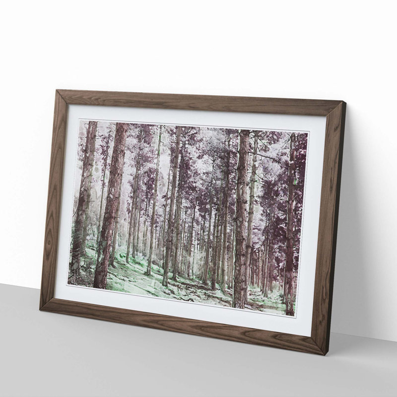 Pretty Forest in Abstract - Picture Frame Painting Print, Walnut, 35cm H x 50cm W x 2cm D