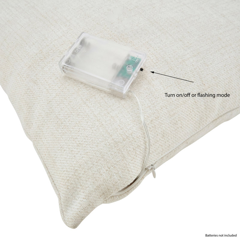 White Square Christmas Tree Pillow with LED Lights