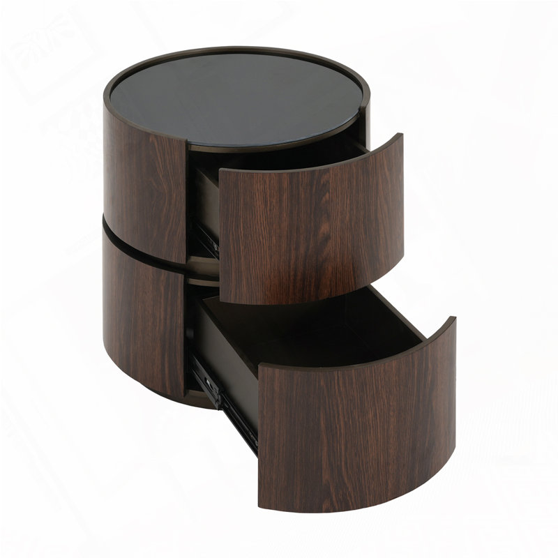 Table basse ronde avec rangement, Noir, Brun