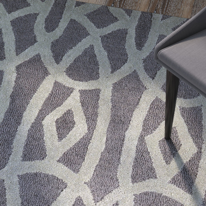 Tapis noir/gris zone Rentz, Rectangle 9 pi 6 po x 13 pi 6 po