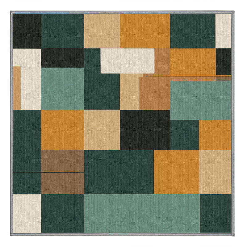 Abstract Blocks Rug, Square 5'