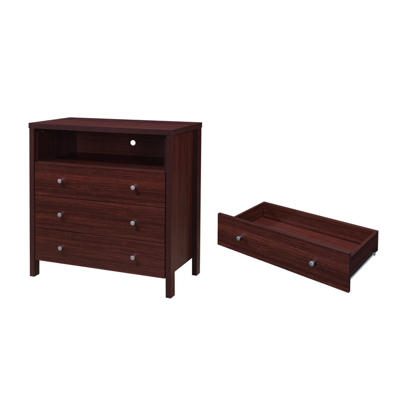 Maekayla 35.43'' W 3 - Drawer Dresser, Mahogany