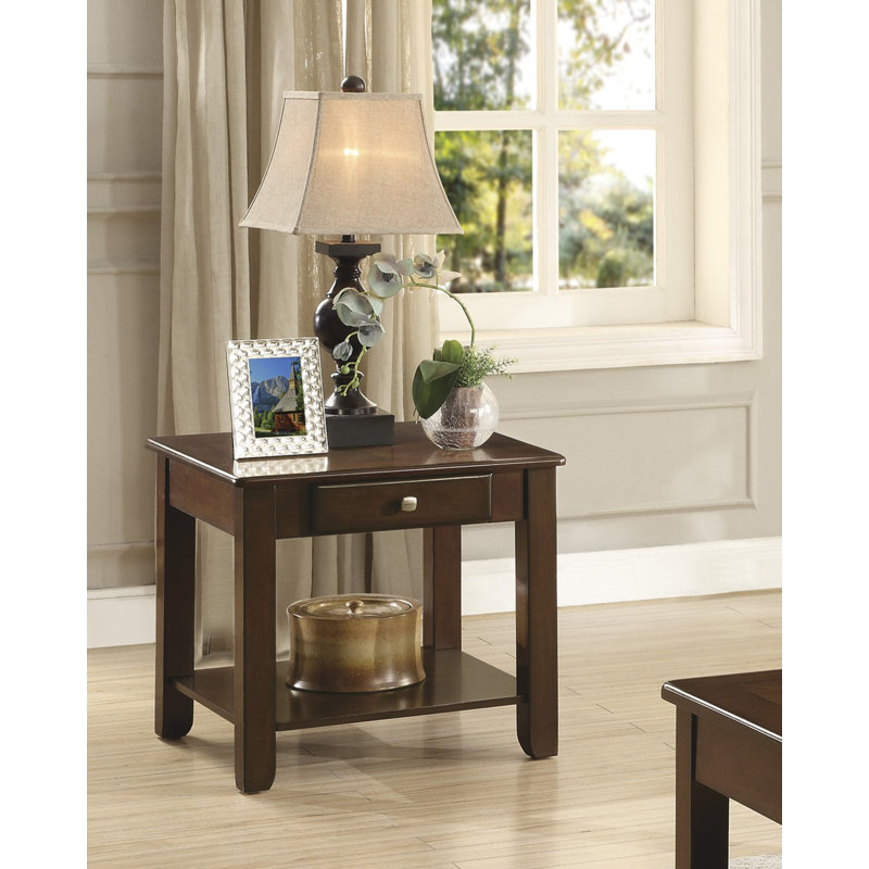 Table de bout contemporaine avec tiroir et tablette 1 pièce
