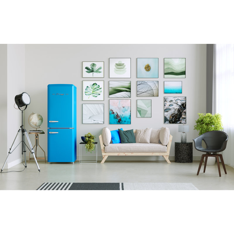 Classic Retro 21.6" Manual Defrost 7 cu. ft. Energy Star Certified Bottom Freezer Refrigerator, Robin Egg Blue