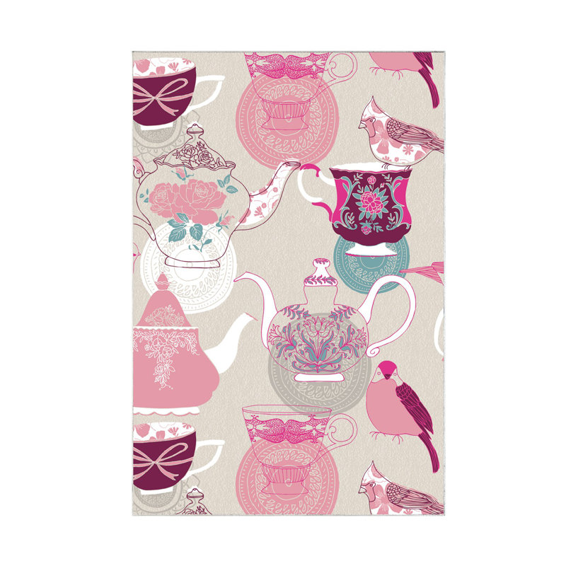 Tapis rose en polyamide tissé à la machine Everest, Rectangle 2 pi 7 po x 4 pi 11 po