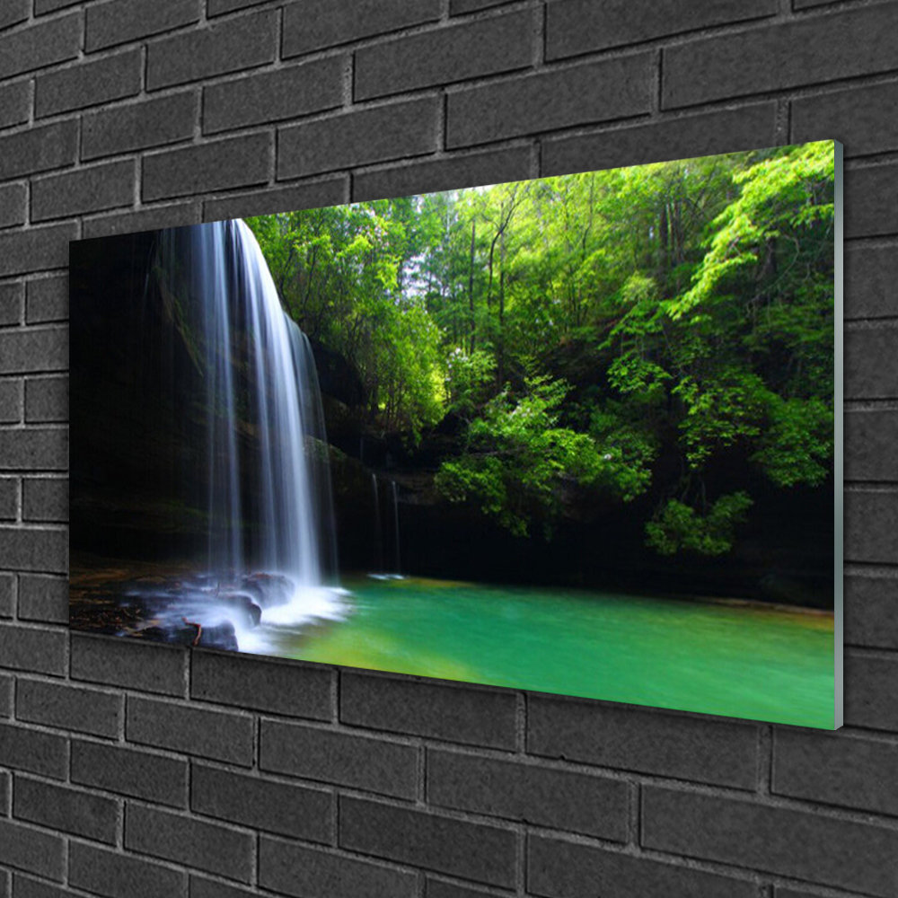 Glasbild Nature Waterfall Forest