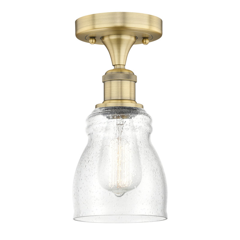 Plafonnier semi-encastré en verre Makemson, Laiton brossé
