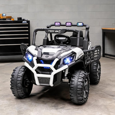Ride-On Cars with White Pp and Steel and 47.2 x 31.5 x 29.5 in, Remote Operation, Remote Control