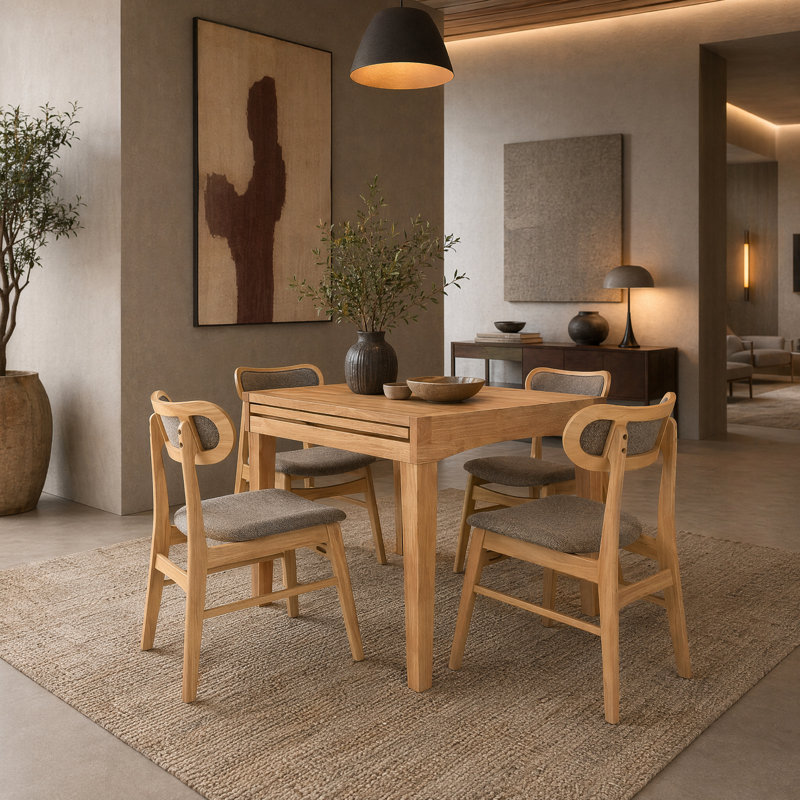 Ensemble de salle à manger extensible Klingbeil, 5 Pieces: Table, 4 Chairs, Chêne, Gris / Chêne