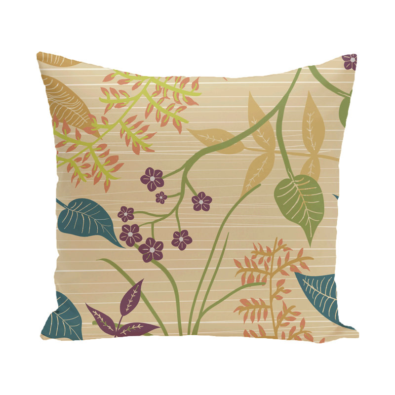 Housse de coussin d'extérieur carré Botanical Blooms, H 18 po x l 18 po x P 7 po, Or